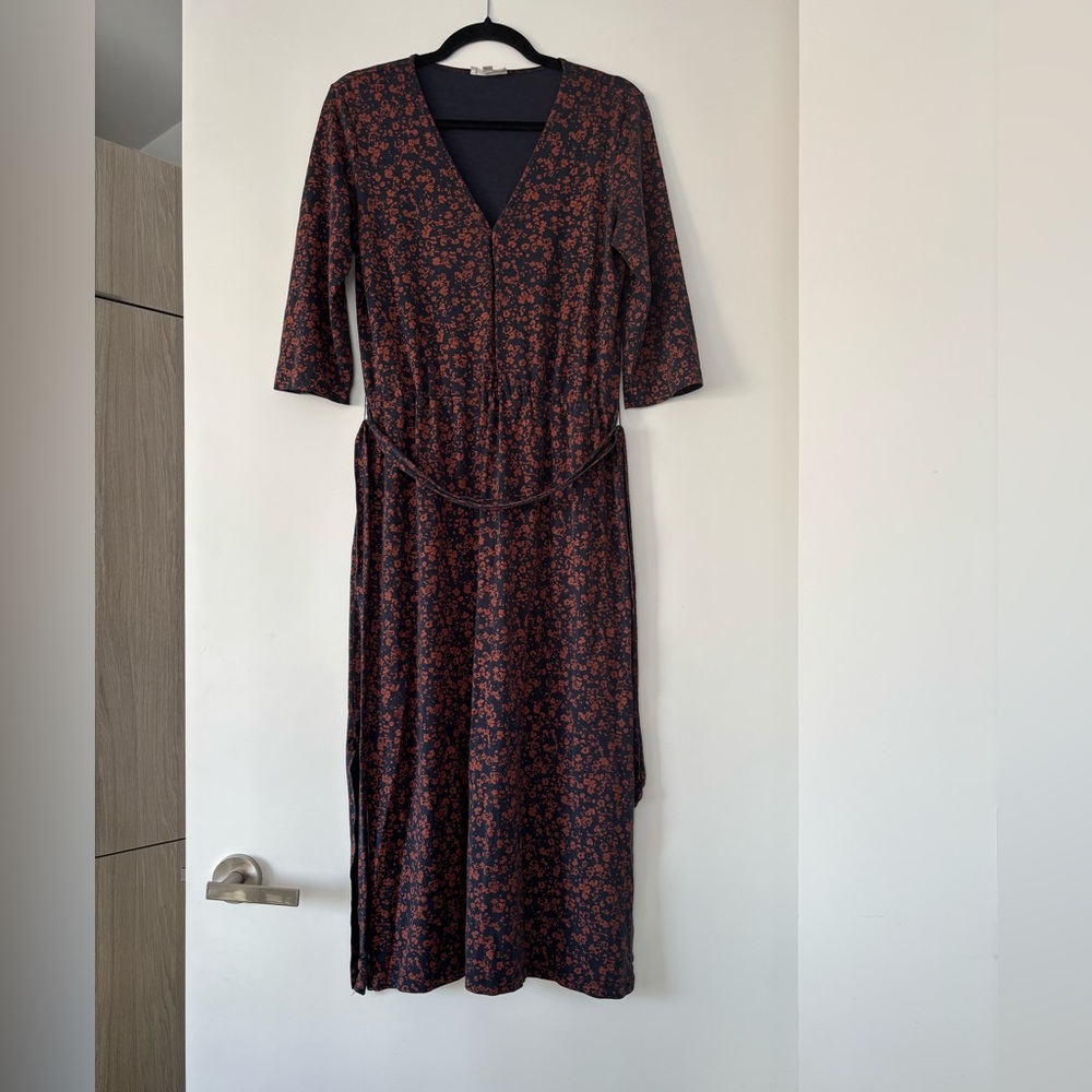 Navy Floral Long Sleeve Dress